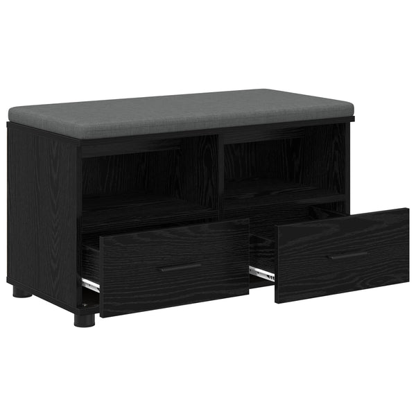 vidaXL Hallway Bench with Cushions and Shelf Black Oak 80 x 38 x 46 cm