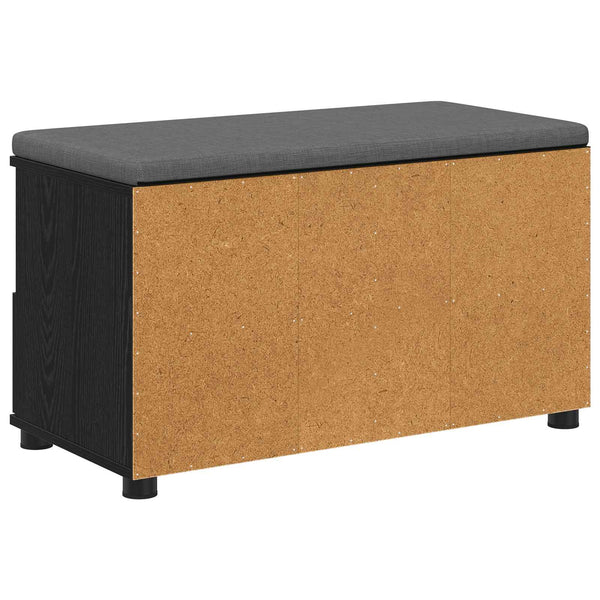 vidaXL Hallway Bench with Cushions and Shelf Black Oak 80 x 38 x 46 cm
