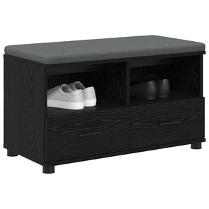 vidaXL Hallway Bench with Cushions and Shelf Black Oak 80 x 38 x 46 cm