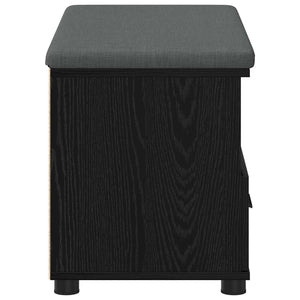 vidaXL Hallway Bench with Cushions and Shelf Black Oak 80 x 38 x 46 cm