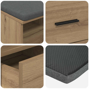 vidaXL Hallway Bench with Cushion and Shelf Artisan Oak 80 x 38 x 46 cm