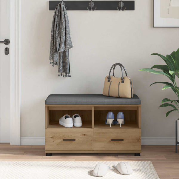 vidaXL Hallway Bench with Cushion and Shelf Artisan Oak 80 x 38 x 46 cm
