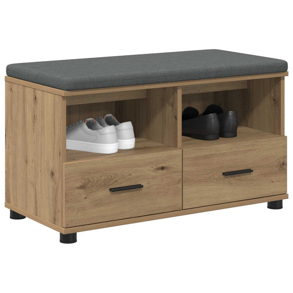 vidaXL Hallway Bench with Cushion and Shelf Artisan Oak 80 x 38 x 46 cm