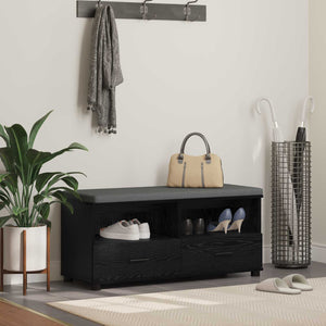 vidaXL Hallway Bench with Cushion and Shelf Black Oak 100 x 38 x 46 cm