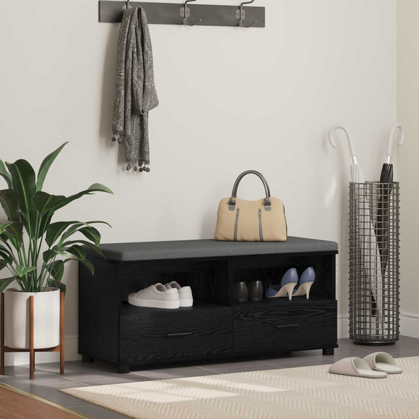 vidaXL Hallway Bench with Cushion and Shelf Black Oak 100 x 38 x 46 cm