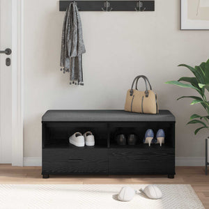 vidaXL Hallway Bench with Cushion and Shelf Black Oak 100 x 38 x 46 cm