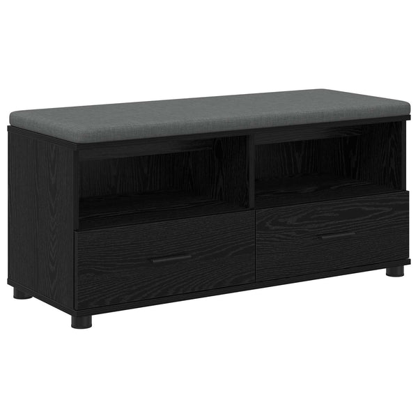 vidaXL Hallway Bench with Cushion and Shelf Black Oak 100 x 38 x 46 cm