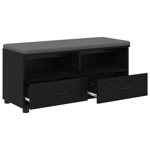 vidaXL Hallway Bench with Cushion and Shelf Black Oak 100 x 38 x 46 cm