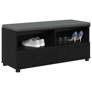 vidaXL Hallway Bench with Cushion and Shelf Black Oak 100 x 38 x 46 cm