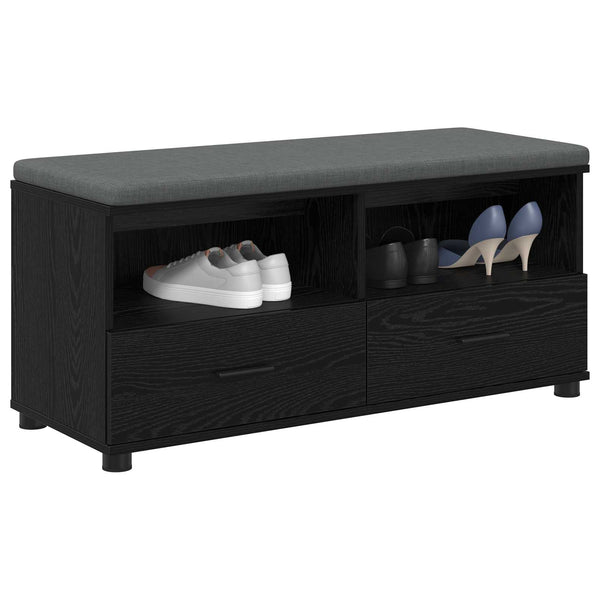 vidaXL Hallway Bench with Cushion and Shelf Black Oak 100 x 38 x 46 cm