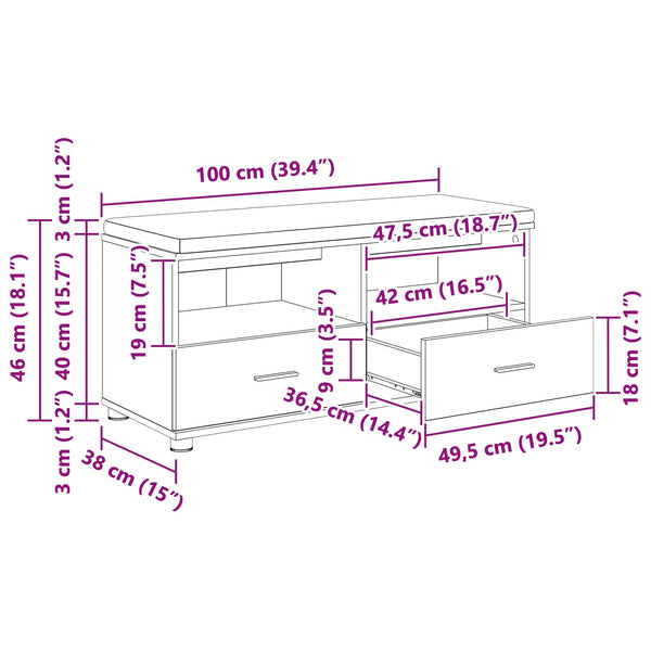 vidaXL Hallway Bench with Cushion and Shelf Black Oak 100 x 38 x 46 cm