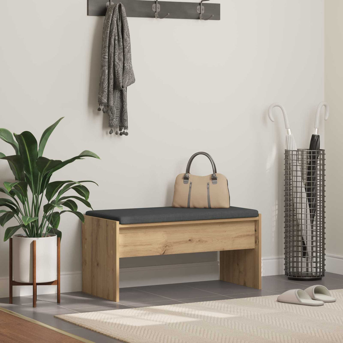 vidaXL Hallway Bench with Cushions Artisan Oak 83 x 38 x 40 cm
