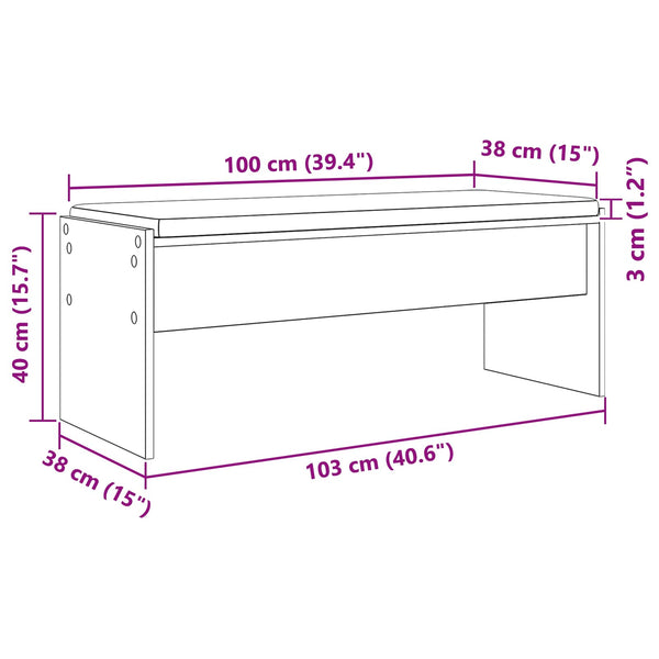 vidaXL Hallway Bench with Cushion Black Oak-Look 103 x 38 x 40 cm
