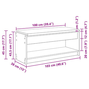 Flurbank mit Kissen und Regal, Schwarze Eiche