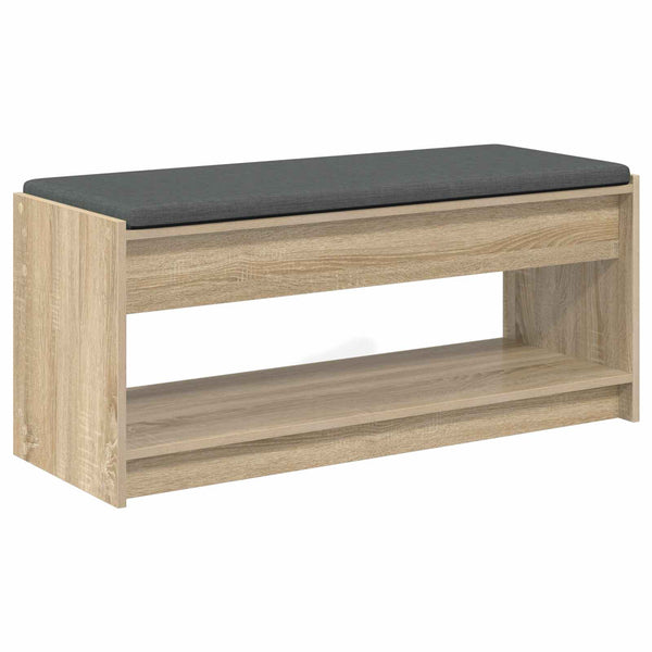 Flurbank Sonoma Eiche mit Kissen und Regal