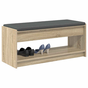 Flurbank Sonoma Eiche mit Kissen und Regal