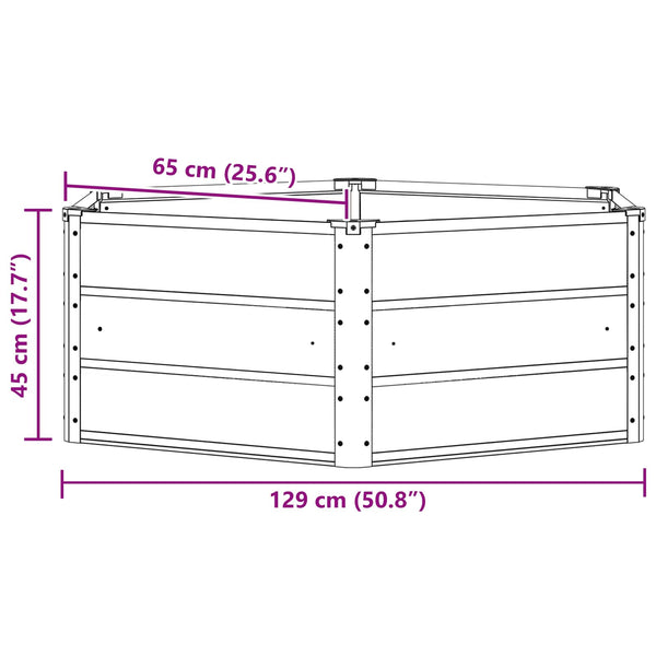 vidaXL Planter Ivory 129 x 129 x 45 cm Steel
