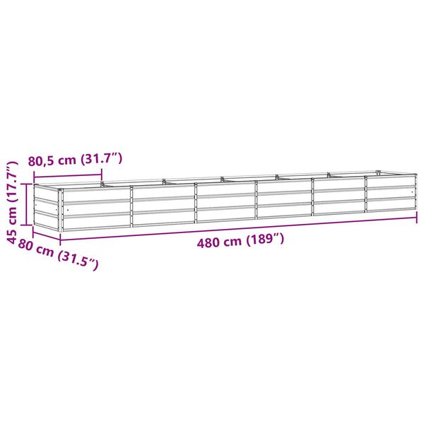vidaXL Planter Ivory 480 x 80 x 45 cm Steel