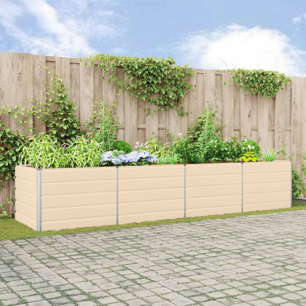 vidaXL Planter Ivory 385 x 100 x 75 cm Galvanized Steel