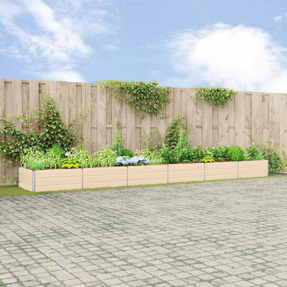 vidaXL Ivory Raised Garden Bed 580 x 100 x 45 cm Galvanized Steel