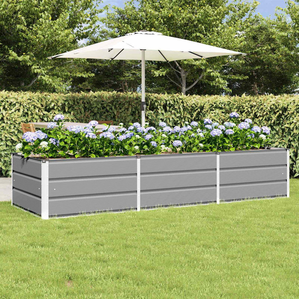 vidaXL Raised Garden Bed Light Gray 240 x 80 x 45 cm Steel