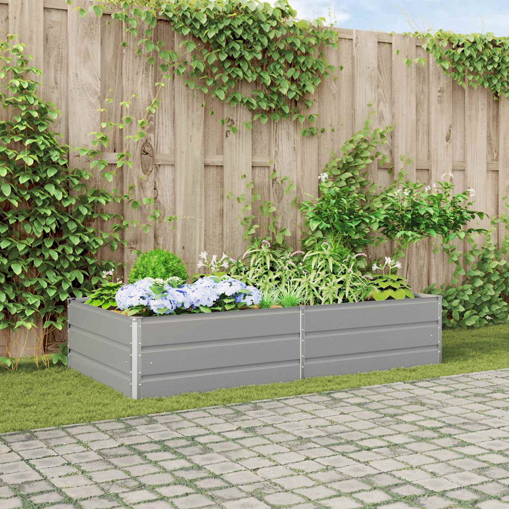 vidaXL Planter Light Grey 195 x 100 x 45 cm Galvanized Steel