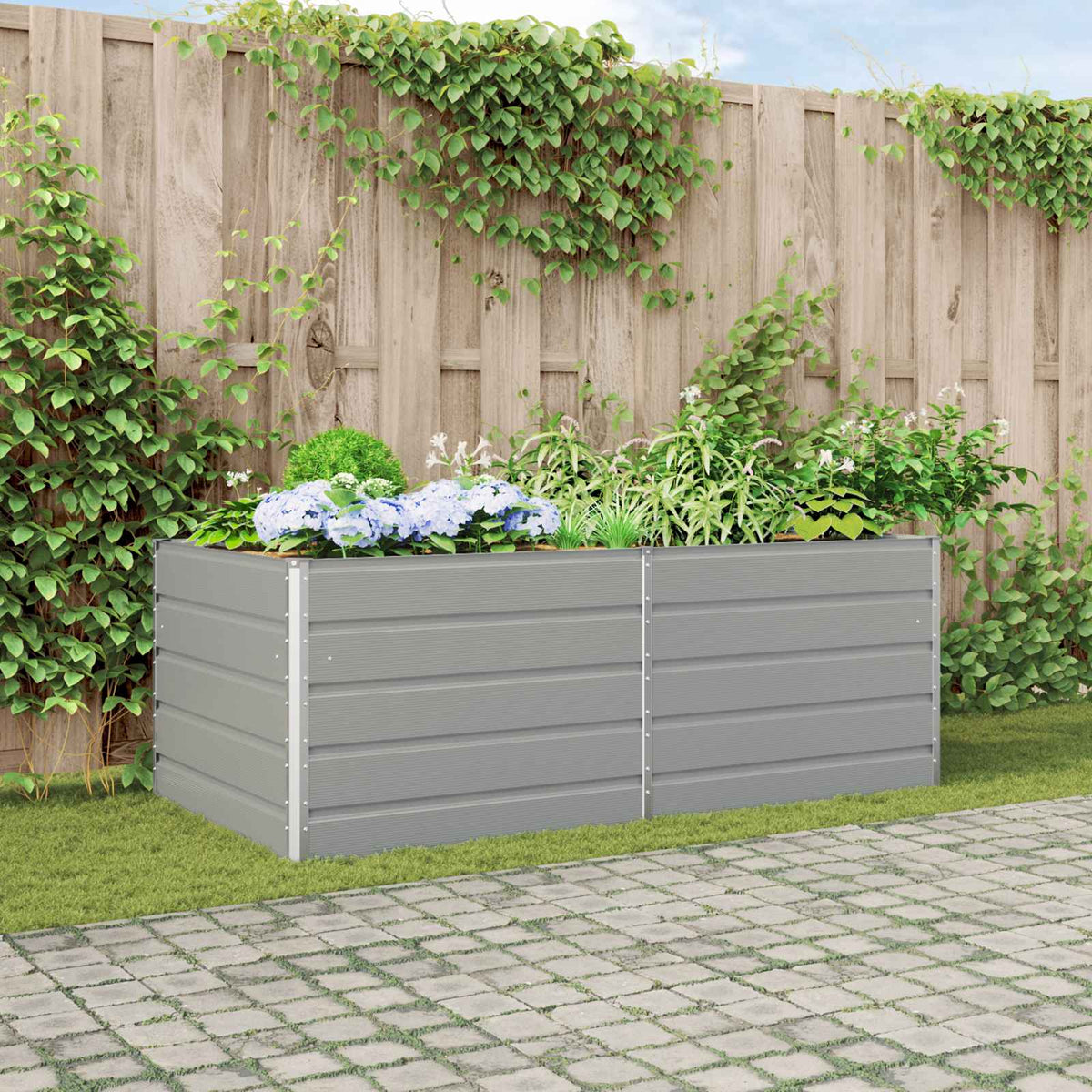 vidaXL Planter Light Gray 195 x 100 x 75 cm Galvanized Steel