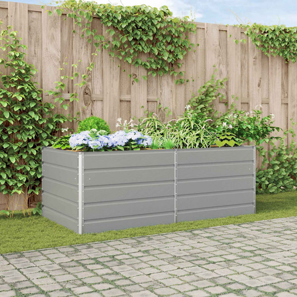 vidaXL Planter Light Gray 195 x 100 x 75 cm Galvanized Steel