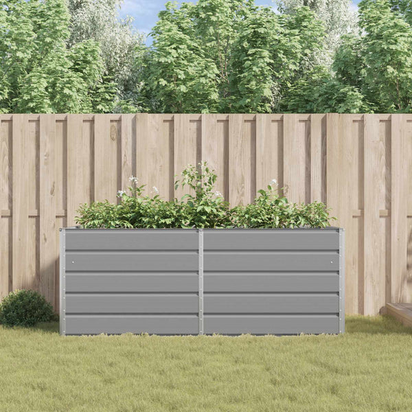 vidaXL Planter Light Gray 195 x 100 x 75 cm Galvanized Steel