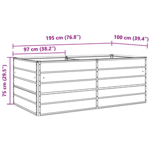 vidaXL Planter Light Gray 195 x 100 x 75 cm Galvanized Steel
