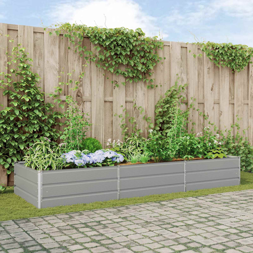 vidaXL Raised Garden Bed Light Gray 290 x 100 x 45 cm Galvanized Steel