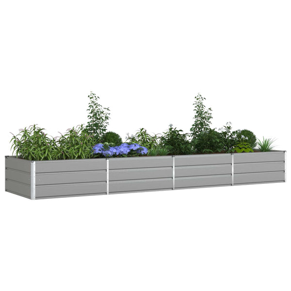 vidaXL Raised Garden Bed Light Grey 385 x 100 x 45 cm Galvanized Steel