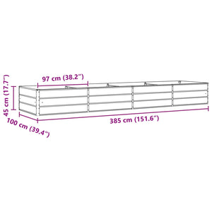 vidaXL Raised Garden Bed Light Grey 385 x 100 x 45 cm Galvanized Steel