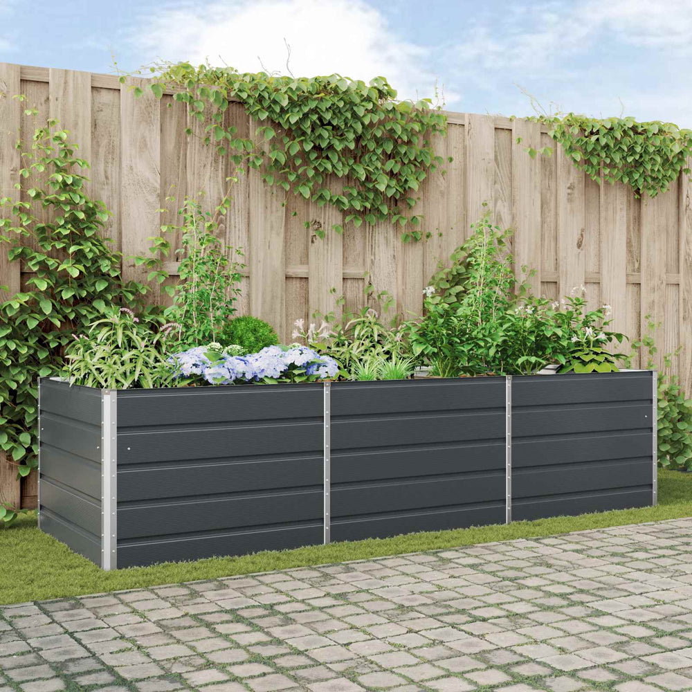 vidaXL Raised Garden Bed Anthracite 290 x 100 x 75 cm Galvanized Steel