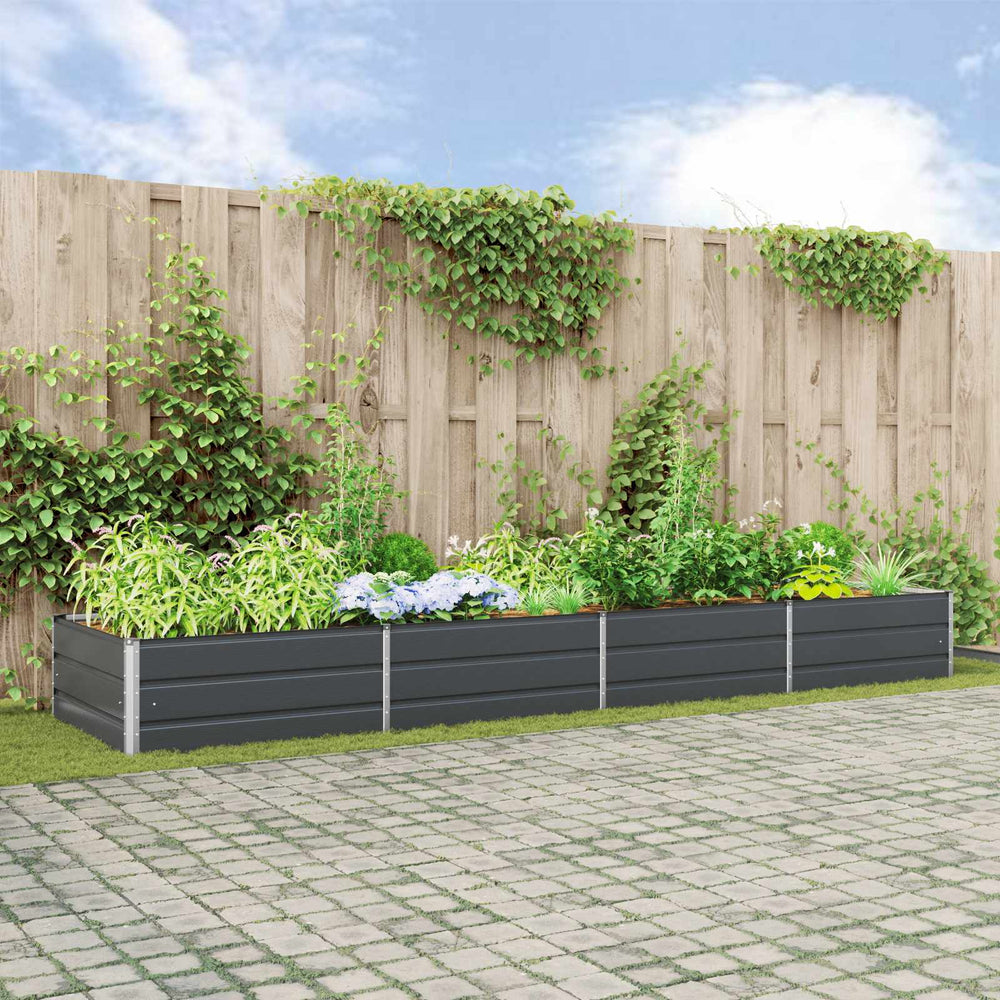 vidaXL Garden Planter Anthracite 385 x 100 x 45 cm Galvanized Steel