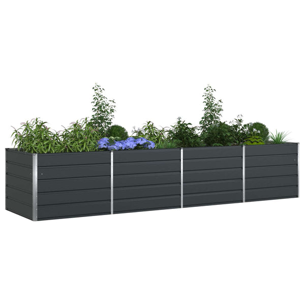 vidaXL Raised Garden Bed Anthracite 385 x 100 x 75 cm Galvanized Steel