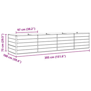 vidaXL Raised Garden Bed Anthracite 385 x 100 x 75 cm Galvanized Steel