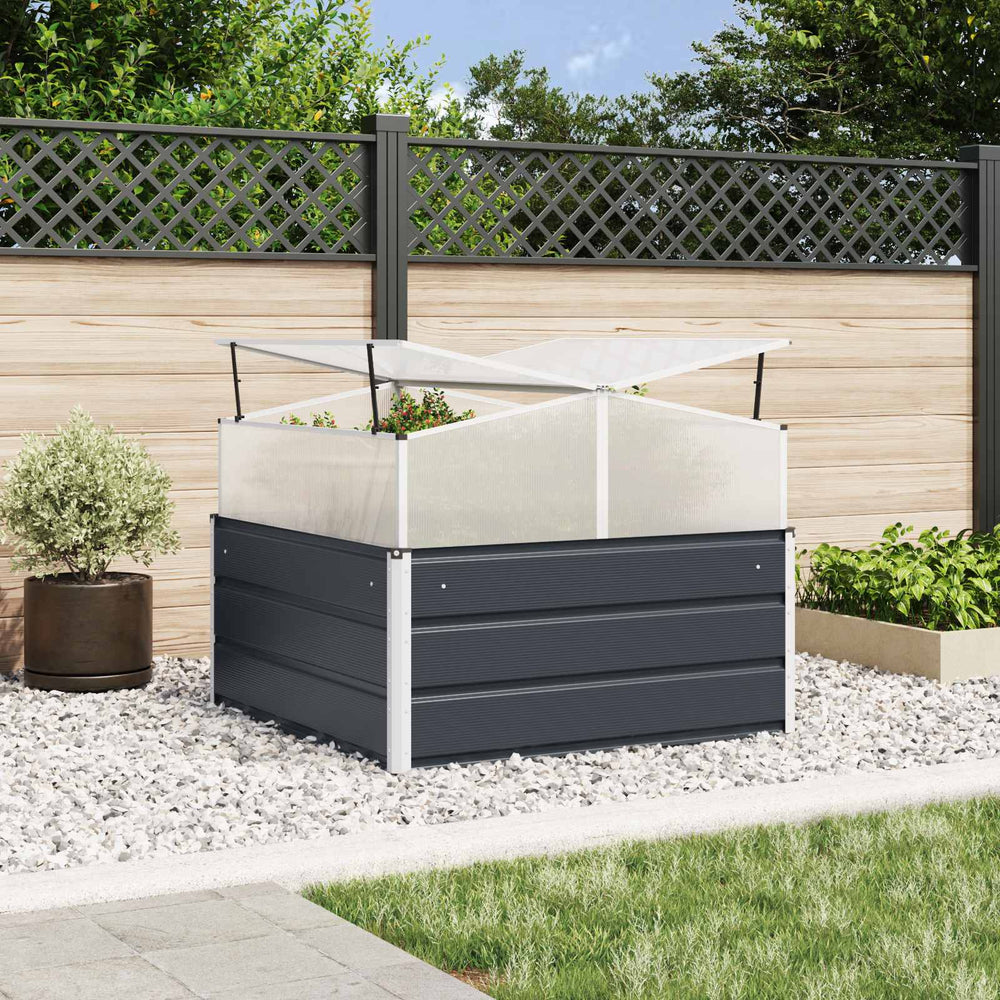vidaXL Raised Garden Bed Anthracite 100 x 100 x 77 cm Galvanized Steel