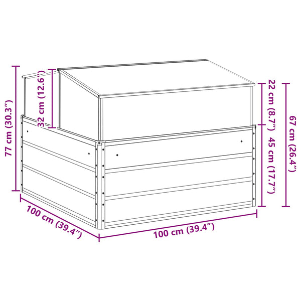 vidaXL Raised Garden Bed Anthracite 100 x 100 x 77 cm Galvanized Steel