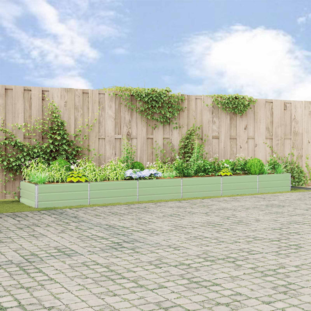 vidaXL Raised Garden Bed Pastel Green 580 x 100 x 45 cm Galvanized Steel