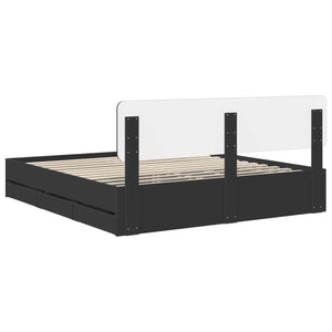 vidaXL Bed Frame with Drawers Black 200 x 200 cm Engineered Wood