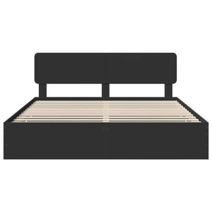 vidaXL Bed Frame with Drawers Black 200 x 200 cm Engineered Wood