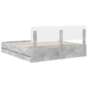 vidaXL Bed Frame with Drawers Concrete Gray 200 x 200 cm Engineered Wood