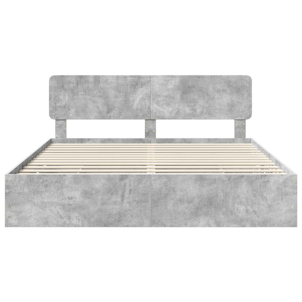 vidaXL Bed Frame with Drawers Concrete Gray 200 x 200 cm Engineered Wood