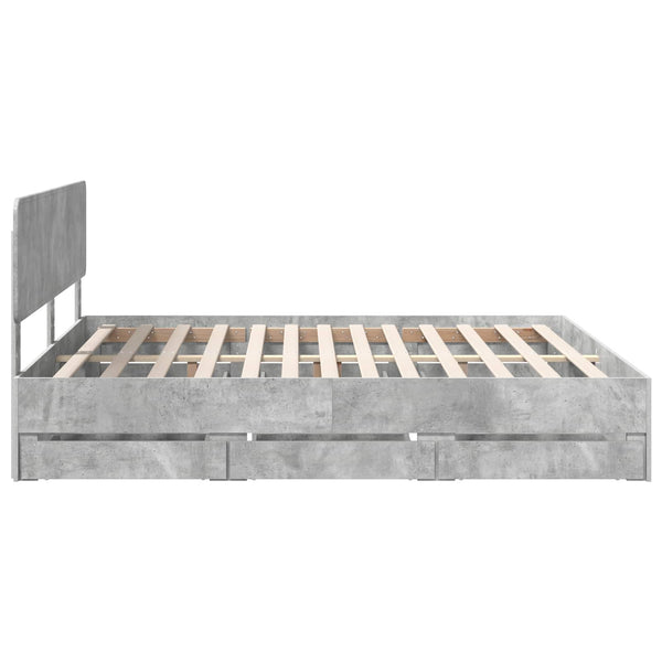 vidaXL Bed Frame with Drawers Concrete Gray 180 x 200 cm Engineered Wood
