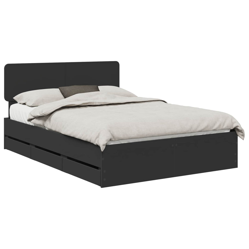 vidaXL Bed Frame with Drawers Black 160 x 200 cm Engineered Wood