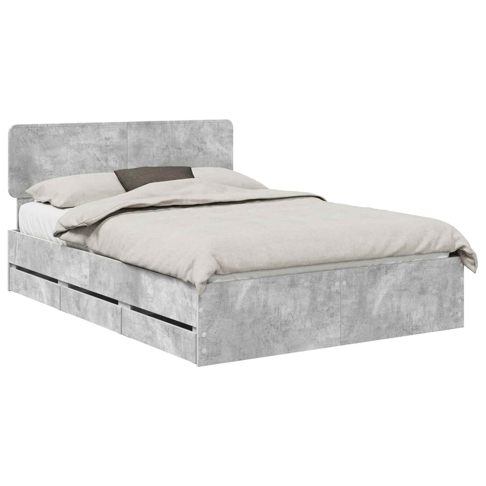 vidaXL Bed Frame with Drawers Concrete Grey 160 x 200 cm Engineered Wood