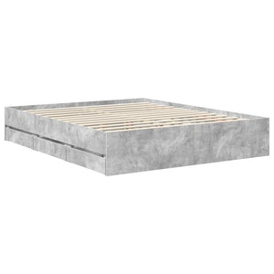 vidaXL Bed Frame with Drawers Concrete Grey 160 x 200 cm Engineered Wood