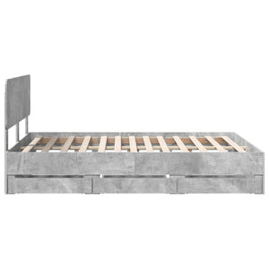 vidaXL Bed Frame with Drawers Concrete Grey 160 x 200 cm Engineered Wood