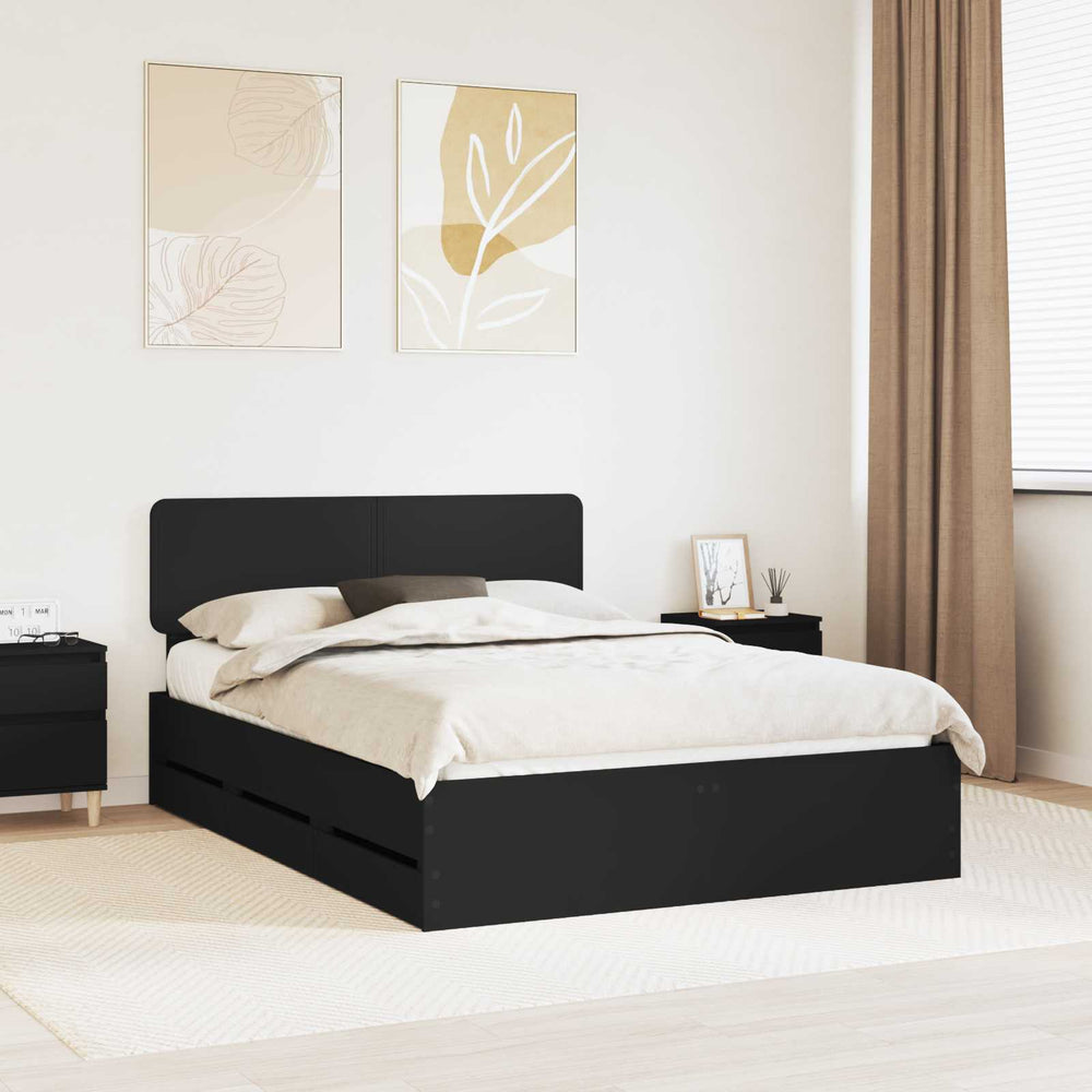 vidaXL Bed Frame with Drawers Black 150 x 200 cm Engineered Wood